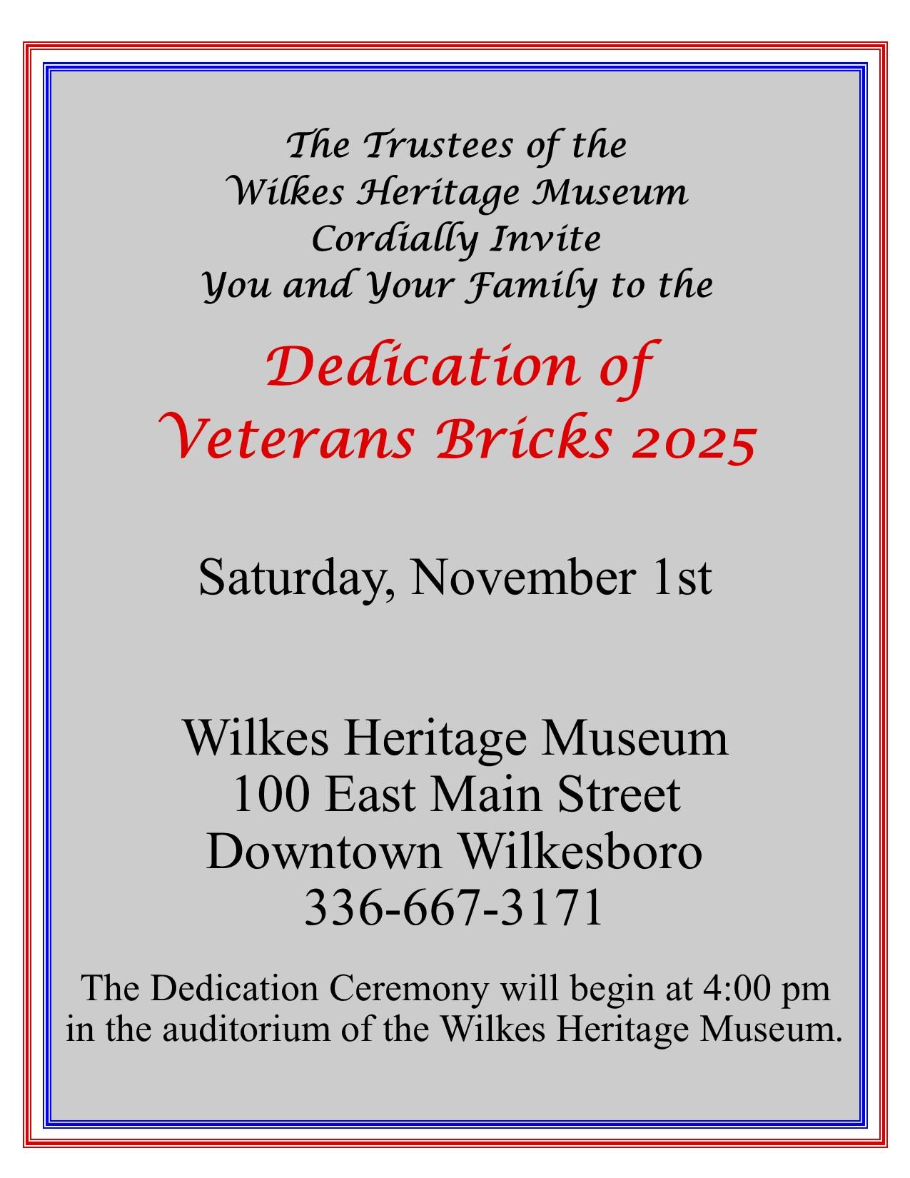 Veterans Brick Invitation 2025